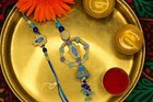 Bhaiya Bhabhi Rakhi Lumba Set     Elegant Floral Rakhi For Brother   Beaded Lumba