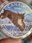 2017 Canada  Lynx Colored Proof 5   Wildlife Series 1 Oz Proof Silver