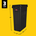 Rubbermaid Commercial Slim Jim With Venting Channels  23 Gal  Plastic  Black