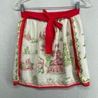 Vintage Linen Apron Noel Carolers Christmas Holiday 60s Tie Waist Red Green