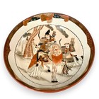 Antique Meiji Period Kutani Large Porcelain Bowl Japanese Samurai Warrior 10 9in