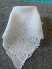Vtg  Linen Floral Wedding Handkerchief Embroidered With Scalloped Edges Lovely 