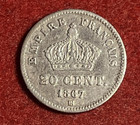 France 20 Centimes 1867 Bb Silver Coin Km 808 2 T12224