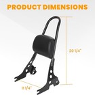 Detachable Sissy Bar Passenger Backrest Compatible With 2004-up Harley Sportster