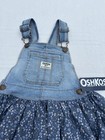 Oshkosh Toddler Girls 3t Bib Dress   denim   Flowers--nwt--retail Price  18