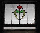 Edwardian English Leaded Stained Glass Sash Window Abstract Design 24 5  X 18 
