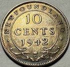 Newfoundland - George Vi - Toned Silver 10 Cents - 1942c - Km-20 - Beauty 