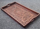 Antique Large Carved Mahogany Serving Tray  Anglo-indian  Victorian