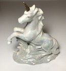 Vintage Pearlized Iridescent Unicorn Glossy Porcelain Ceramic Opalescent Figure