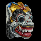 Balinese Hanuman Mask White Monkey Hand Carved Wood Polychrome  Bali Wall Art