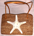 Great Group  3  Vintage  Woven  Basket  Style  Purses  2 With Shell Decorations