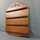 Vtg 64 Slot Spoon Holder Collector Wall Rack Souvenir Spoons Display Carved Wood