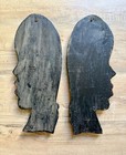 Vintage Set Of Two Hand-carved Women   s Faces - Wall Art