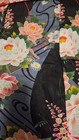 Yukata Kimono Free Size Peony Pattern Black Women s With Obi Set