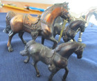 Lot 4 Vintage Cast Metal Carnival Horse Figures Statues