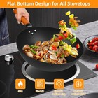 Itsmillers 12 5-inch Carbon Steel Wok With Lid     Pre-seasoned 12 5    Black 