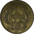 Tunisia Chambers Of Commerce 1343 1924 2 Francs Mintage 500 000 Xf Km  248  951 