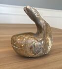 Artist Signed Inuit Style Stone Art Sculpture Whale Fish Carving - 5 5    X 5   