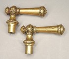 Pr  Antique 19thc  Victorian Brass Architectural Door Knob Handle Levers