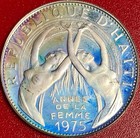 1975 Haiti 25 Gourdes Silver Proof Rainbow Toned  Women Year La Femme Mnt 1 440 