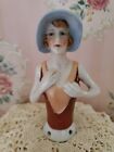 Flapper Lady Pin Cushion Half Doll Woman Figurine Porcelain Vtg Art Deco Germany