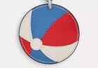 Coach Cu260  Leather Blue  red beachball Bag Charm  Keychain Key Ring