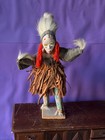 Vintage African Zaouli Dance Doll Guro Baule Cote D ivoire Wood Raffia 15 