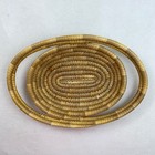 Vtg Oval Coiled Woven Natural Basket W Double Handles Boho Decor Sturdy