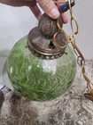 Vintage Swag Lamp Green Mid Century  Glass Hanging Light Mcm