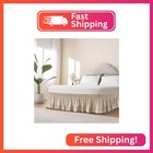 Miye Wrap Around Ruffled Lace Bed Skirt  Elastic Dust Ruffle With Adjustable Bel