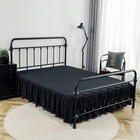Bed Skirt Twin Size Black 12 Inch Drop Ruffled Split Corners Dust Ruffle
