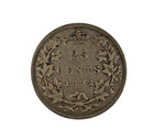 1892 25   Twenty Five Cents Coin Canada  925 Silver Ag 5 81 Grams F Grade