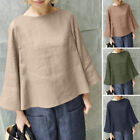 Zanzea Womens Flare Long Sleeve Plain T Shirts Casual Loose Hippie Tops Pullover