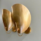 Pair Of 2 Curved Beetle Shades Vintage Raw Brass Mid Century Modern Sputnik