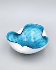 Vintage Murano Art Glass Small Cased Blue   White Ashtray Bowl Trinket Dish 5 5 