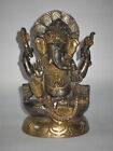 Vintage India Bronze Seated Ganesha Statue Figure - Elephant Head God - 8  Tall