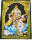 7 Wholesale Lot Cotton Tapestry Wall Hanging Hindu Goddess Saraswati  40 x30 