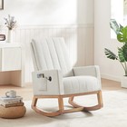 Rocking Chair With Pocket Charging Ports Single Sofa Nursery Chair Accent Rocker