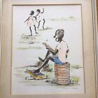 Vintage Hand Coloured Black Americana Lithograph Print Signed Anabel Sweetapple