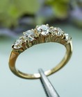 Vintage Old Miner Mine Cushion Cut Diamond Anniversary 5 Stone Ring 14k Gold Est
