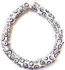 White With Blue Eye Ghana Handmade Recycled Glass African Trade Beads-ghana 