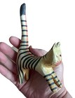 Rustic Vintage Hand Made Wooden  balsa   Striped Cat Figurine  Ring Holder