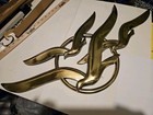 Vtg Brass Tone 3 Flying Seagulls Acrylic Wall Plaque See Blemish  171910 
