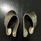 Hand Made Vintage Unique Abstract Hammered Finish Twist Sterling Silver Earrings