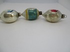Trio Of Vintage Mercury Glass Teardrop Indent Christmas Ornaments
