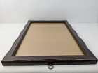 Vintage Antique Solid Wood Frame 16  X 23  Scalloped Brown Rustic Farmhouse