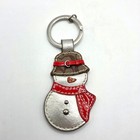 Vintage Coach Keychain Snowman Silver Leather Key Fob Ring Bag Charm Winter