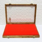 Oak Wood Display Case Glass Hinged Top W 2 Keys S   D Displays 2 X 12 X 18 New