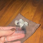 Silver Rhinestone Flower Hair Comb With Pearl Accent  Fashion Floral Design