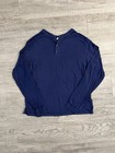 Men   s Navy 2-piece Henley Long Sleeve Pajama Set Drawstring Pants Modal M